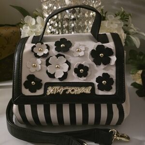 Betsey Johnson Black and White Floral Handbag